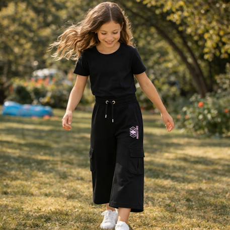 Pantalon fille Bleu+Noir+Rose 8 - vertbaudet enfant 