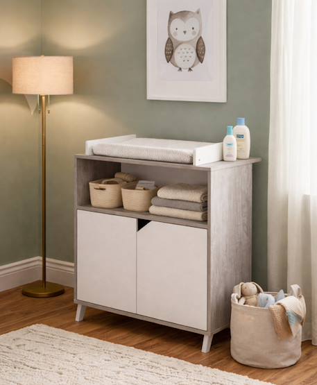 Commode à langer bébé en bois - scandi Blanc/beige+Blanc/gris 7 - vertbaudet enfant 