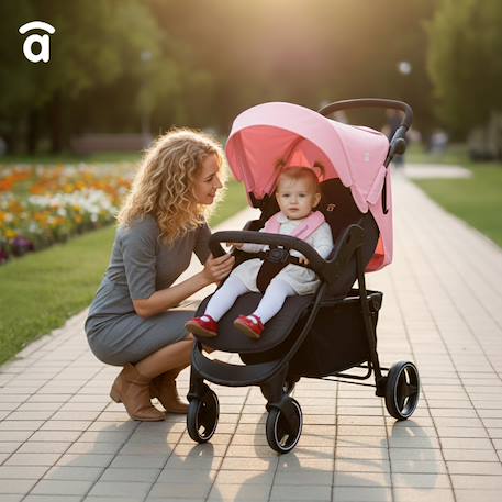 Poussette america 3 Beige+Noir+Rose 14 - vertbaudet enfant 