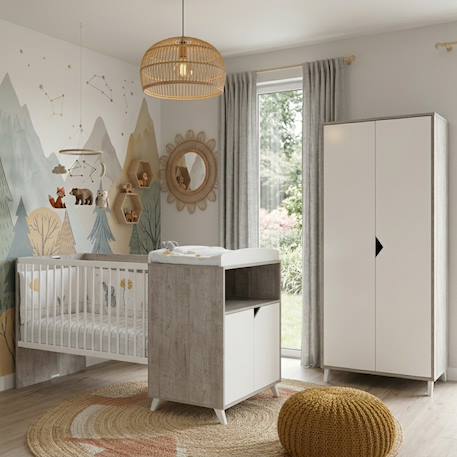 Lit bébé combiné évolutif en bois - scandi Blanc/gris 1 - vertbaudet enfant 
