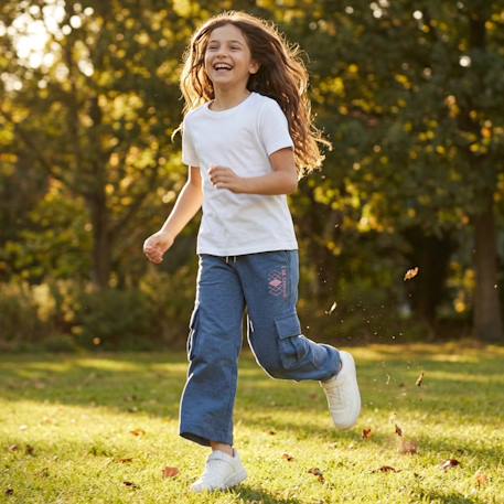 Pantalon fille Bleu+Noir+Rose 2 - vertbaudet enfant 