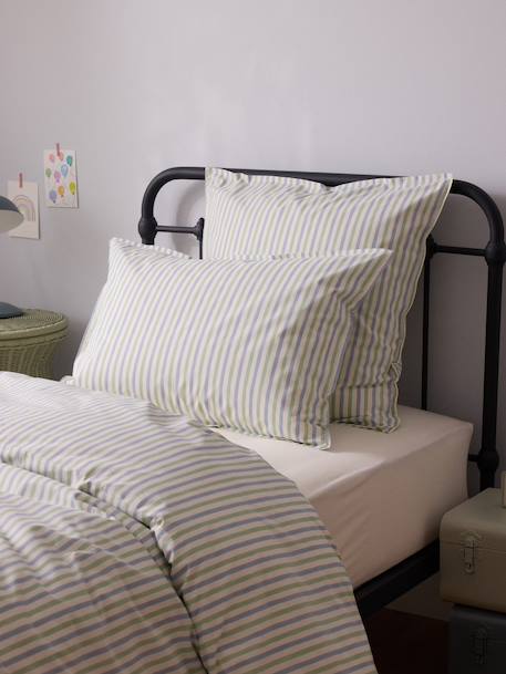 Taie d'oreiller percale de coton 'marcelle' Bleu vert+Rose 3 - vertbaudet enfant 