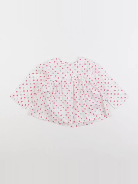 Blouse - 9 mois Blanc, rose 1 - vertbaudet enfant 