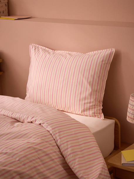 Taie d'oreiller percale de coton 'marcelle' Bleu vert+Rose 12 - vertbaudet enfant 