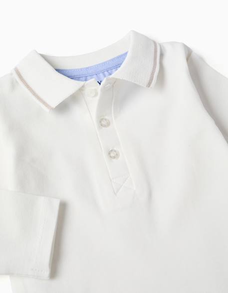 Body-polo à manches longues à rayures Blanc 3 - vertbaudet enfant 