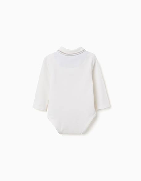 Body-polo à manches longues à rayures Blanc 2 - vertbaudet enfant 