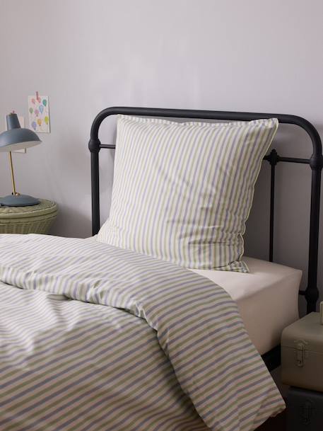 Taie d'oreiller percale de coton 'marcelle' Bleu vert+Rose 1 - vertbaudet enfant 