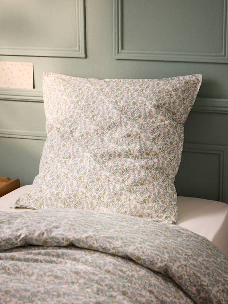Taie d'oreiller percale de coton 'mariette' Vert 1 - vertbaudet enfant 