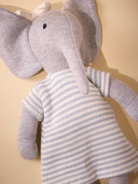 Peluche éléphant en tricot avec robe en point mousse Gris 2 - vertbaudet enfant 