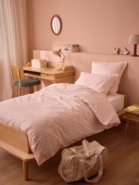 Taie d'oreiller percale de coton 'marcelle' Bleu vert+Rose 10 - vertbaudet enfant 
