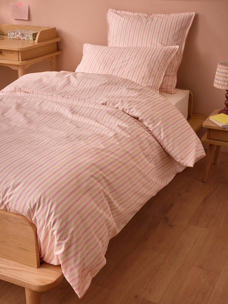 Housse de couette percale de coton 'marcelle' Bleu vert+Rose 4 - vertbaudet enfant 