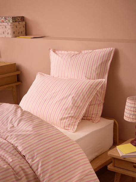 Taie d'oreiller percale de coton 'marcelle' Bleu vert+Rose 9 - vertbaudet enfant 