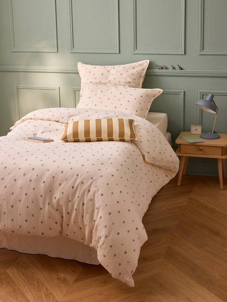 Taie d'oreiller gaze de coton 'milan' Bleu vert 4 - vertbaudet enfant 