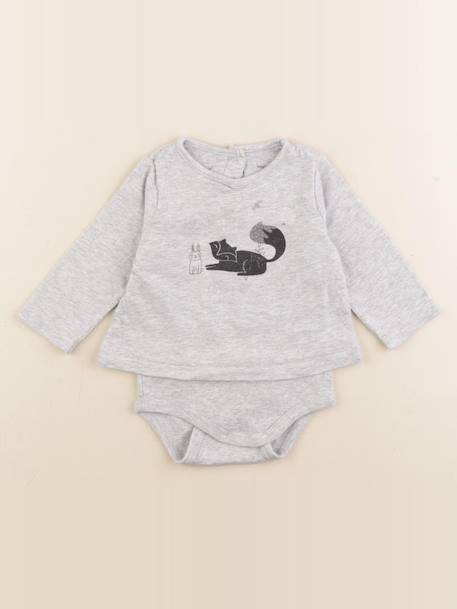 Body tee-shirt - 6 mois Gris 1 - vertbaudet enfant 