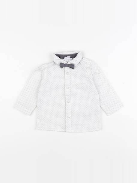 Chemise - 9 mois Blanc, gris 1 - vertbaudet enfant 