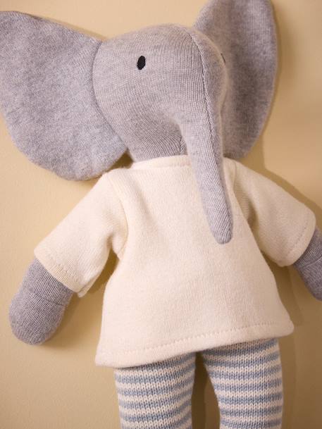 Peluche éléphant en tricot avec un ensemble en point mousse Gris 2 - vertbaudet enfant 