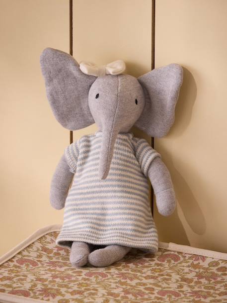 Peluche éléphant en tricot avec robe en point mousse Gris 3 - vertbaudet enfant 