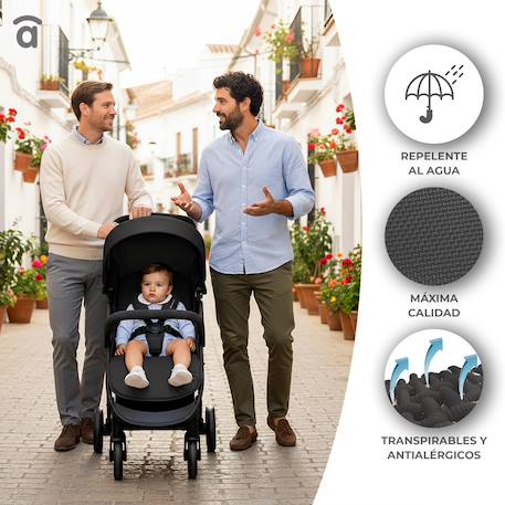 Poussette america 3 Beige+Noir+Rose 10 - vertbaudet enfant 