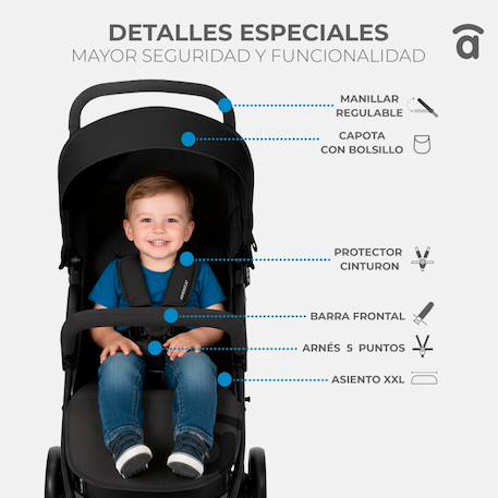 Poussette america 3 Beige+Noir+Rose 5 - vertbaudet enfant 