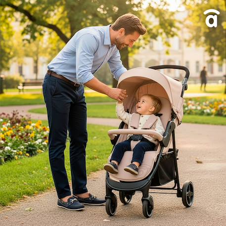 Poussette america 3 Beige+Noir+Rose 2 - vertbaudet enfant 