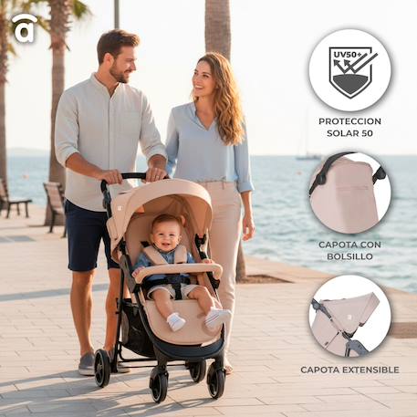 Poussette america 3 Beige+Noir+Rose 3 - vertbaudet enfant 