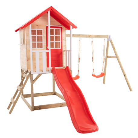 Bras de portique 2 balançoires  bois fsc® Marron - rouge 3 - vertbaudet enfant 