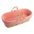 Couffin bébé en fibres naturelles et habillage tissu avec support en pin massif Beige/marron+Blanc/orange+Bleu+Rose+Rose imprimé+Vert tilleul 22 - vertbaudet enfant 