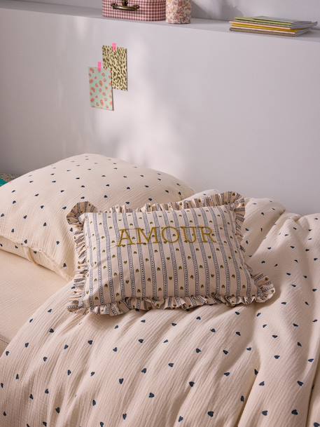 Coussin brodé amour Bleu+Raye bleu/epice 4 - vertbaudet enfant 