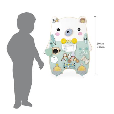 Panneau d'activités en bois busy board ourson Vert 3 - vertbaudet enfant 