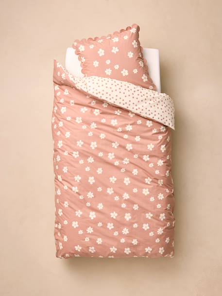 Parure housse de couette et taie d'oreiller rose imprimé 3 - vertbaudet enfant 