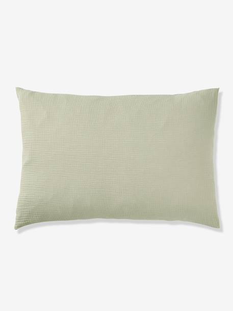 Parure housse de couette et taie d'oreiller unie vert sauge+vieux rose 5 - vertbaudet enfant 