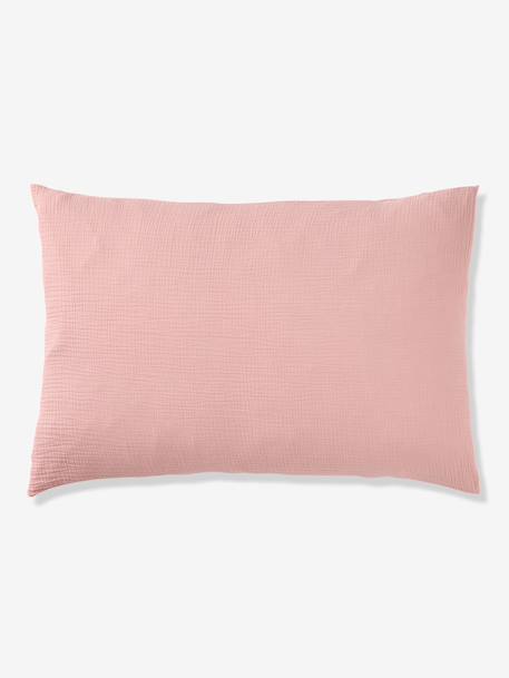 Parure housse de couette et taie d'oreiller unie vert sauge+vieux rose 11 - vertbaudet enfant 