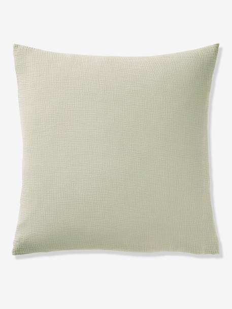 Parure housse de couette et taie d'oreiller unie vert sauge+vieux rose 4 - vertbaudet enfant 
