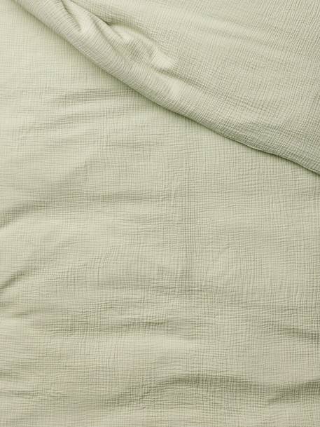 Parure housse de couette et taie d'oreiller unie vert sauge+vieux rose 6 - vertbaudet enfant 