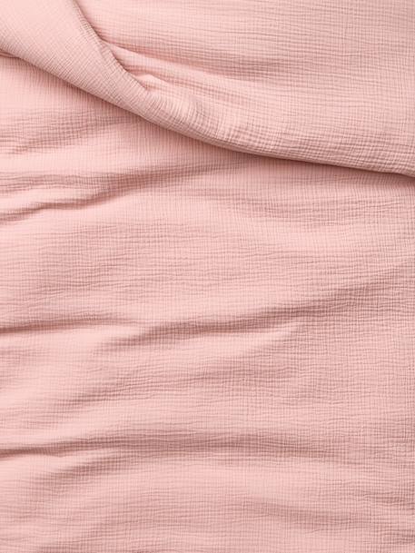 Parure housse de couette et taie d'oreiller unie vert sauge+vieux rose 12 - vertbaudet enfant 