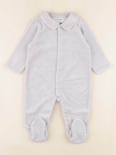 Pyjama velours - 12 mois Gris 1 - vertbaudet enfant 