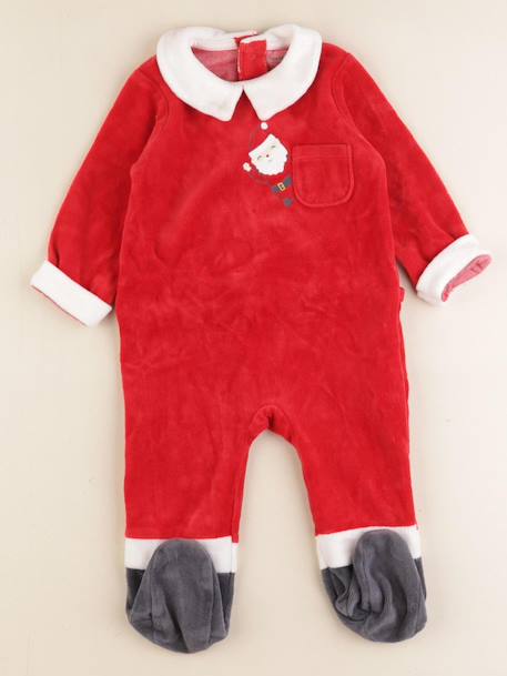 Pyjama velours - 9 mois Blanc, rouge 1 - vertbaudet enfant 