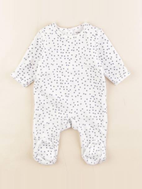 Pyjama velours - 3 mois Blanc, bleu 1 - vertbaudet enfant 