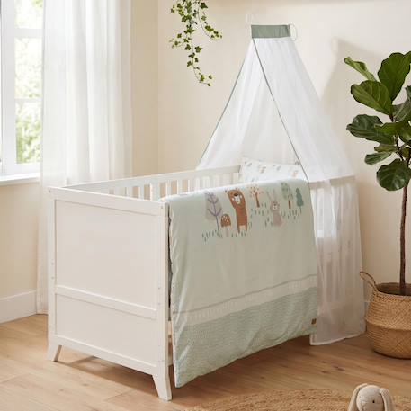 Ensemble de lit bébé 'savanna friends' avec équipement complet Blanc / Vert+Gris / Beige 2 - vertbaudet enfant 