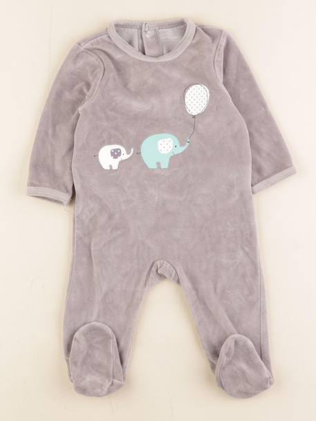 Pyjama velours - 6 mois Gris 1 - vertbaudet enfant 
