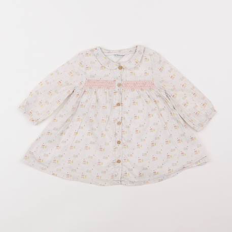 Robe - 6 mois Blanc, rose 1 - vertbaudet enfant 