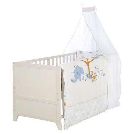 Ensemble de lit bébé 'savanna friends' avec équipement complet Blanc / Vert+Gris / Beige 7 - vertbaudet enfant 