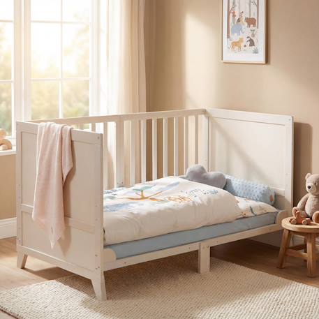 Ensemble de lit bébé 'savanna friends' avec équipement complet Blanc / Vert+Gris / Beige 8 - vertbaudet enfant 