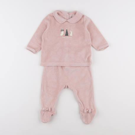 Pyjama velours - 6 mois Rose 1 - vertbaudet enfant 