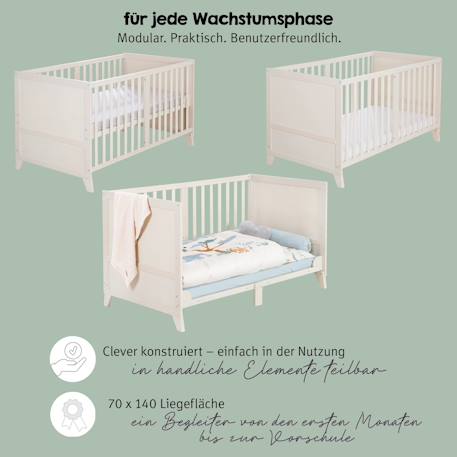 Ensemble de lit bébé 'savanna friends' avec équipement complet Blanc / Vert+Gris / Beige 12 - vertbaudet enfant 
