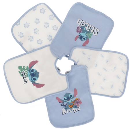 Lot de 5 bavoirs stitch coton Bleu 1 - vertbaudet enfant 