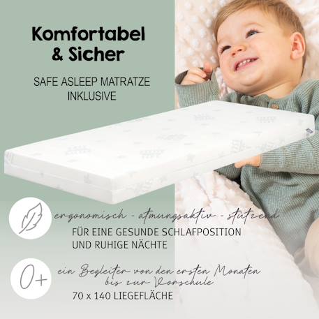 Ensemble de lit bébé 'savanna friends' avec équipement complet Blanc / Vert+Gris / Beige 10 - vertbaudet enfant 