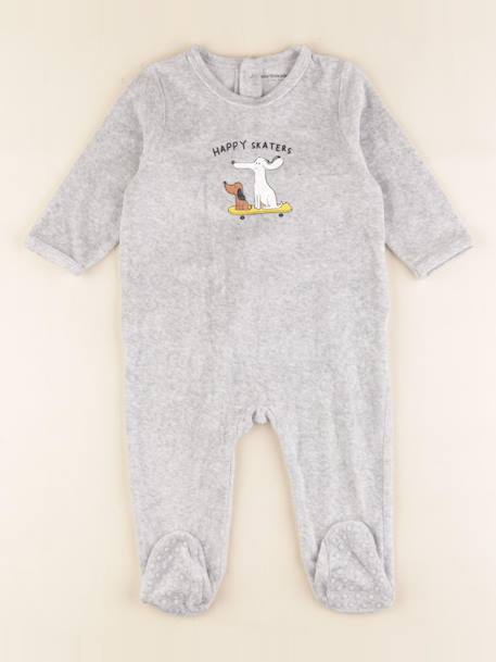 Pyjama velours - 12 mois Gris 1 - vertbaudet enfant 