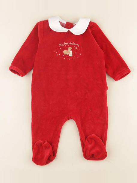 Pyjama velours - 6 mois Rouge 1 - vertbaudet enfant 