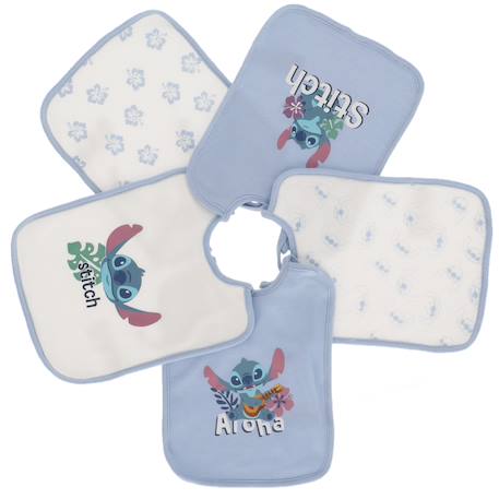 Lot de 5 bavoirs stitch coton Bleu 4 - vertbaudet enfant 